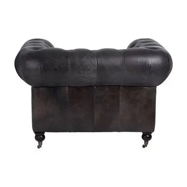 Dark Grey Brown Leather Chesterfield Chair | Victor