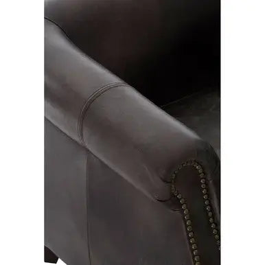 Dark Grey Brown Leather Curved Armchair | Victor