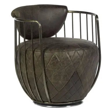 Dark Grey Leather Swivel Chair | Hoxton