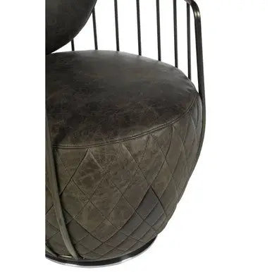 Dark Grey Leather Swivel Chair | Hoxton