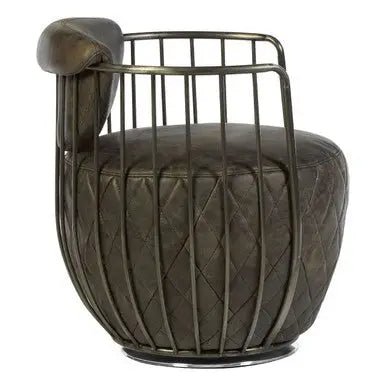 Dark Grey Leather Swivel Chair | Hoxton