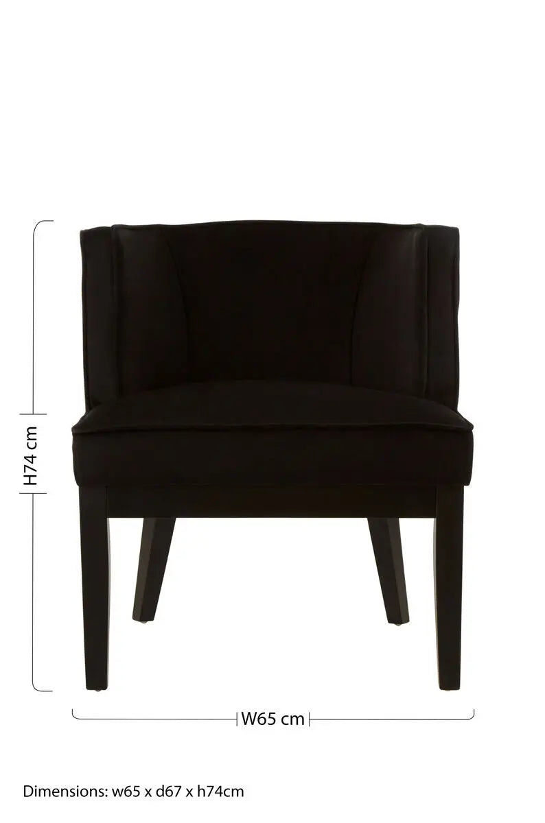Daxton Black Velvet Chair with Curved Back