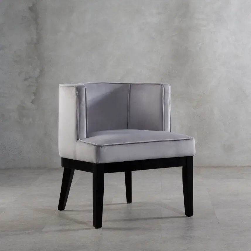 Daxton Light Grey Velvet Curved Back Chair