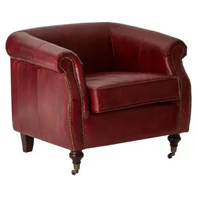 Deep Red Leather Armchair | Victor