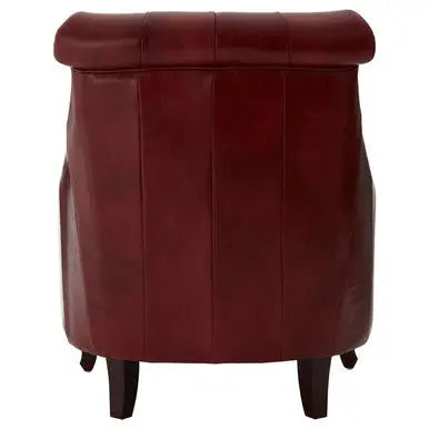 Deep Red Leather Lounge Chair with Tufted Back | Victor