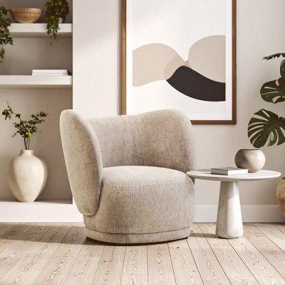 Delray Deep Stone Chenille Effect Curved Chair
