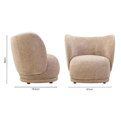Delray Deep Stone Chenille Effect Curved Chair