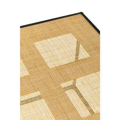 Depok Natural Rattan and Black Finish Metal Square Coffee Table