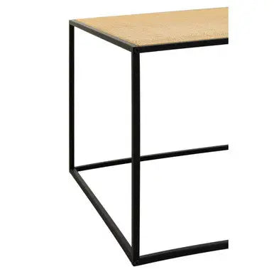 Depok Natural Rattan and Black Finish Metal Square Coffee Table