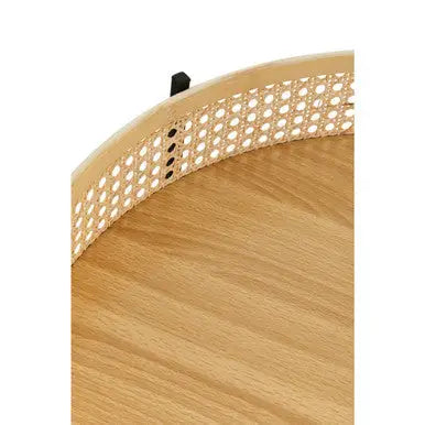 Depok Natural Rattan Tray Coffee Table with Black Finish Metal Base