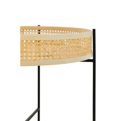 Depok Natural Rattan Tray Coffee Table with Black Finish Metal Base