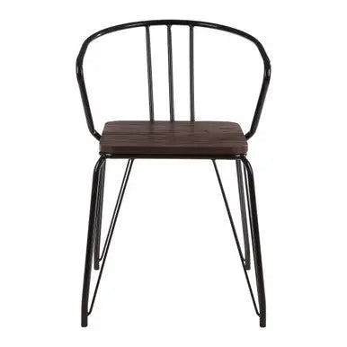 District Black Metal And Elm Wood Armchair
