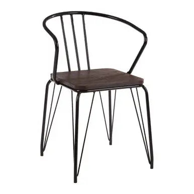 District Black Metal And Elm Wood Armchair