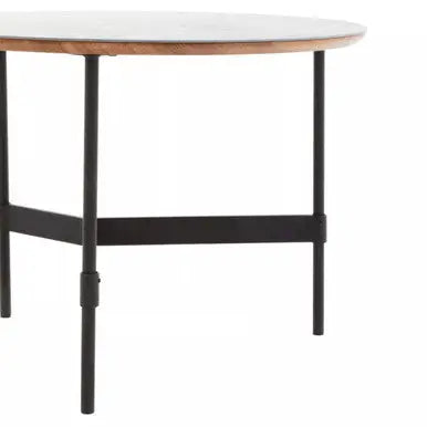 Doha Grey Slate Top Round Coffee Table with Metal Base