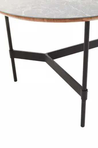 Doha Grey Slate Top Round Coffee Table with Metal Base