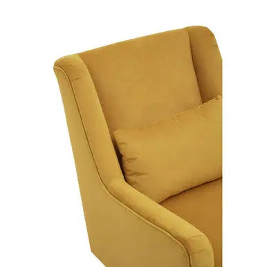 Doucet Yellow Velvet Chair with Gold Finish Angular Legs