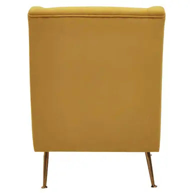 Doucet Yellow Velvet Chair With Gold Finish Legs