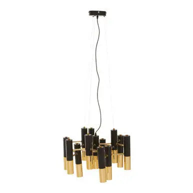 Drone Gold Finish And Black 13 Light Modern Tubular Chandelier