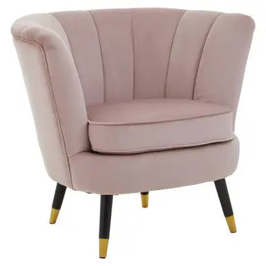 Dusky Pink Velvet Shell Accent Chair | Loretta