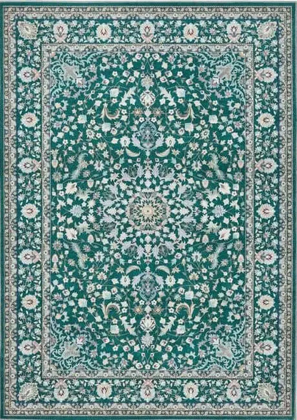 Eco-Washable Green Rug Medallion Design