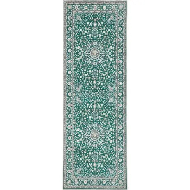 Eco-Washable Green Rug Medallion Design