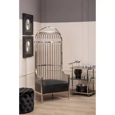 Eliza Silver Finish Dome Cage Chair