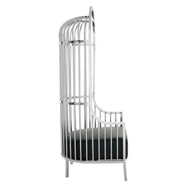 Eliza Silver Metal Dome Cage Chair with Cushion