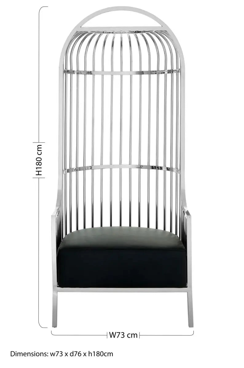 Eliza Silver Metal Dome Cage Chair with Cushion