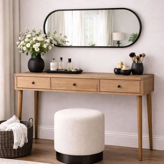 Emi - Black Metal Runway Oval Mirror - 120cm x 40cm