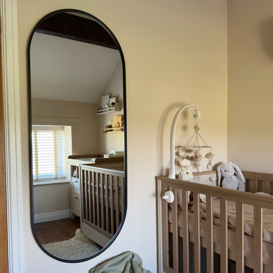 Emi - Full Length Black Metal Runway Oval Mirror - 150cm x 60cm