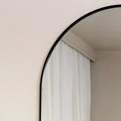 Emi - Full Length Black Metal Runway Oval Mirror - 180cm x 80cm