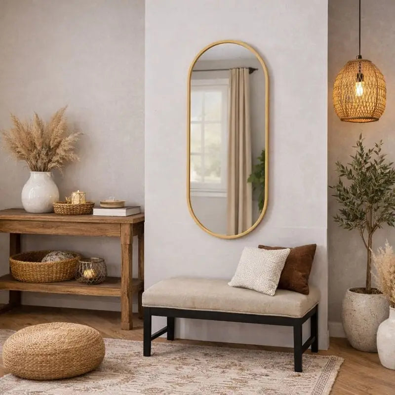 Emi - Gold Metal Runway Oval Mirror - 120cm x 40cm