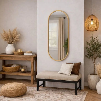 Emi - Gold Metal Runway Oval Mirror - 120cm x 40cm