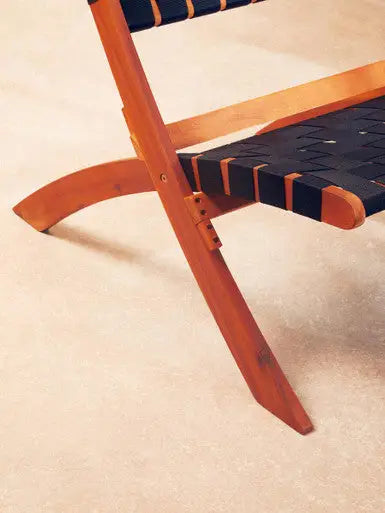 Emilio Black Woven Chair with Acacia Wood Frame