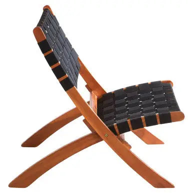 Emilio Black Woven Chair with Acacia Wood Frame