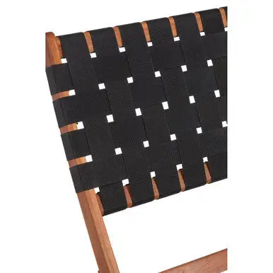 Emilio Black Woven Chair with Acacia Wood Frame