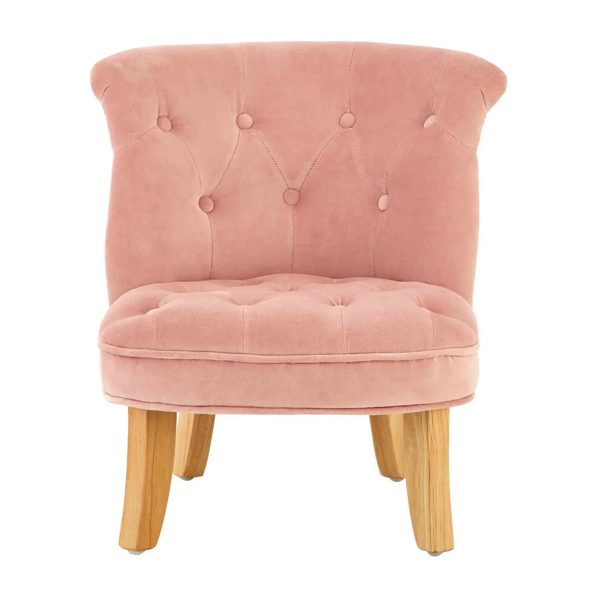 Estelle Light Pink Velvet Button Tufted Kids Chair