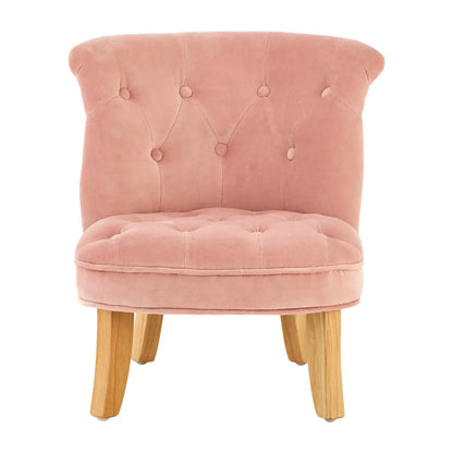 Estelle Light Pink Velvet Button Tufted Kids Chair