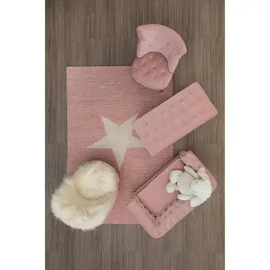Estelle Light Pink Velvet Button Tufted Kids Chair