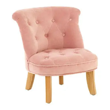 Estelle Light Pink Velvet Button Tufted Kids Chair