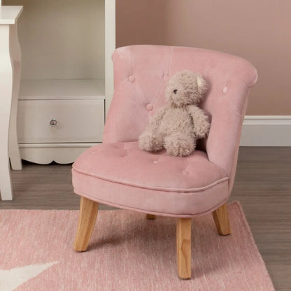 Estelle Light Pink Velvet Button Tufted Kids Chair