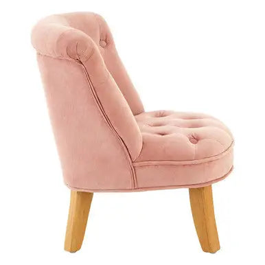 Estelle Light Pink Velvet Button Tufted Kids Chair