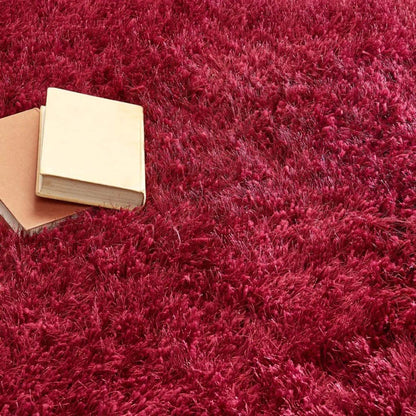 Extravagance Wine Red Shaggy Rug