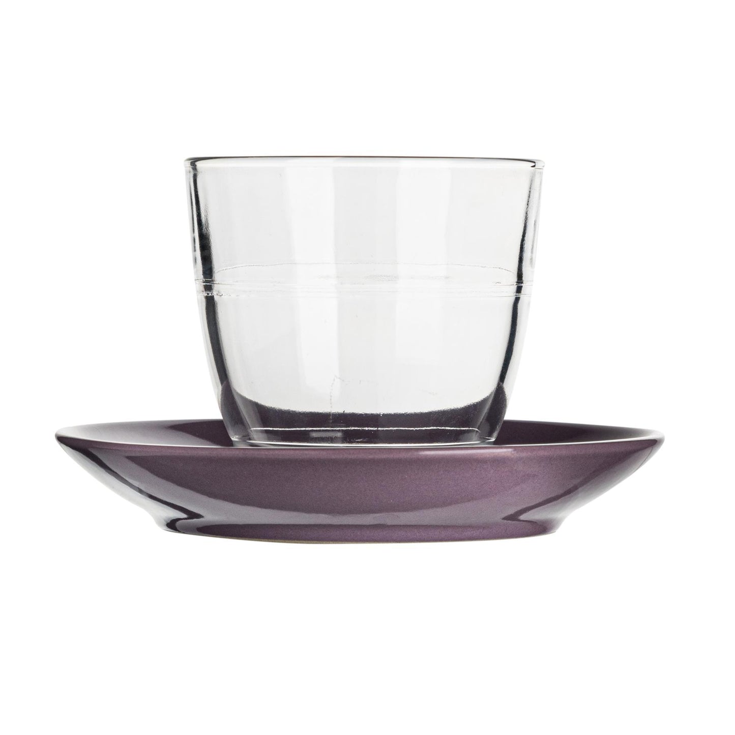 220ml Gigogne Glass Coffee Cups & Saucers - Pack of Six