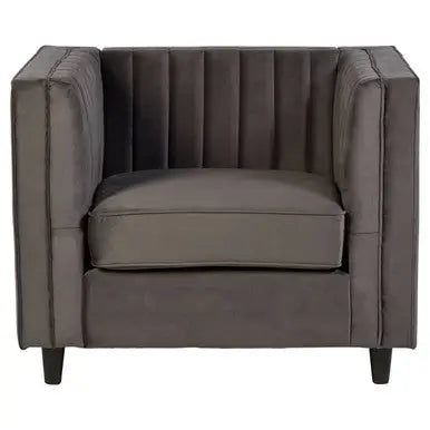 Farah Grey Velvet Chair with Pleated Detail