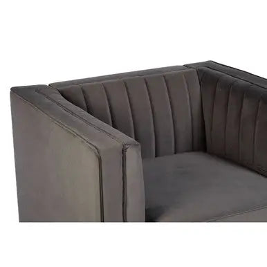 Farah Grey Velvet Chair with Pleated Detail