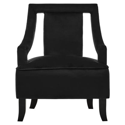 Faye Black Velvet Chair with Wooden Legs