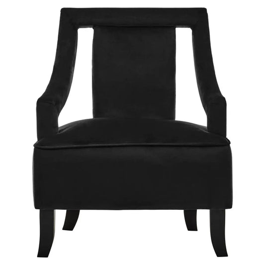 Faye Black Velvet Chair with Wooden Legs