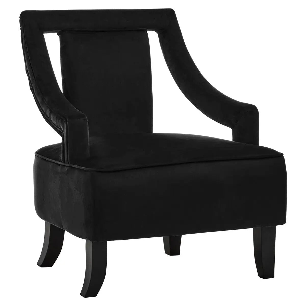 Faye Black Velvet Chair with Wooden Legs