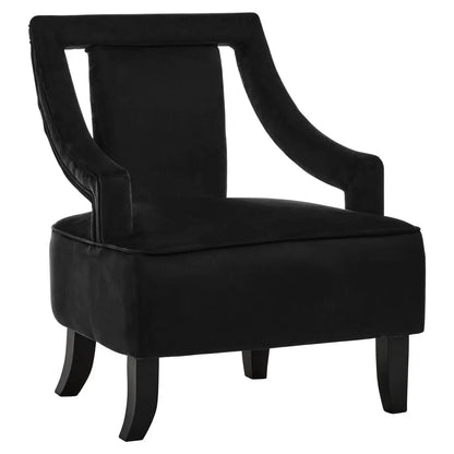 Faye Black Velvet Chair with Wooden Legs